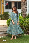 Amaira By Deecee Chanderi Print Embroidered Flared Long Kurtis
